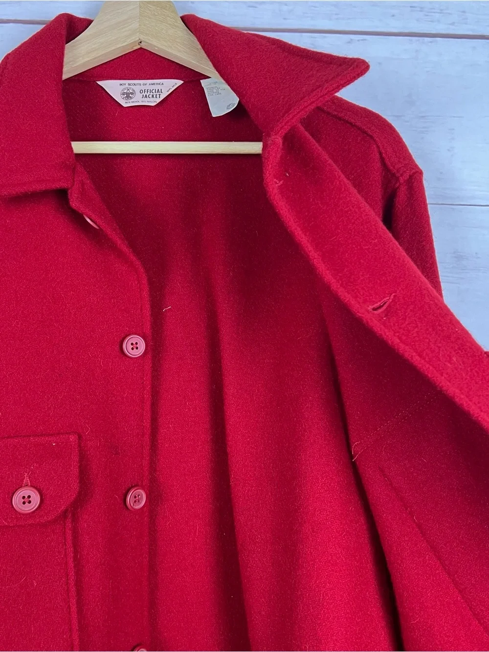 Vintage 70's BSA Boy Scout Of America Official Red Wool Jacket Size 46 Mens